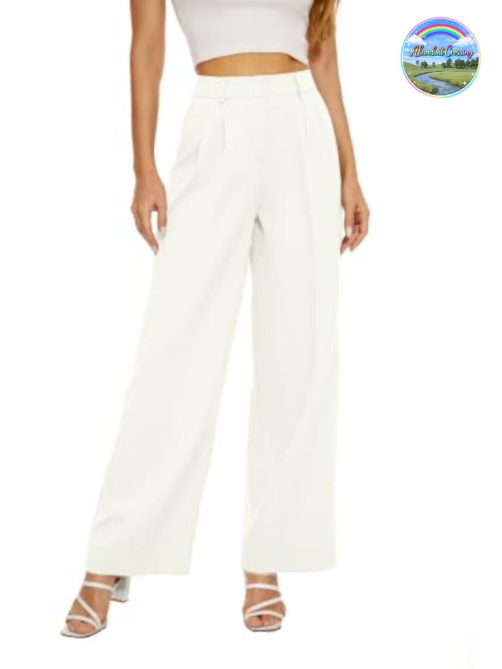 Women's Wide Leg Dress Pants High Waist Pleated Front Lightweight Polyester